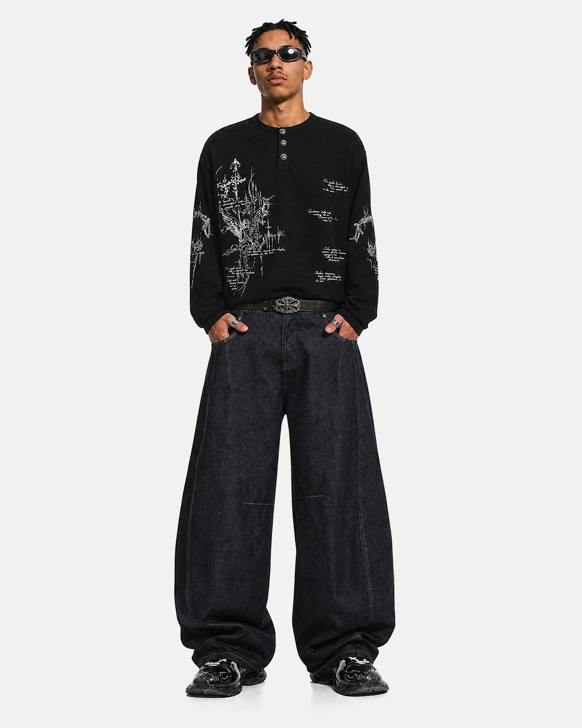 Graphic Henley Long Sleeve T-Shirt | Inflation Streetwear - Image 3
