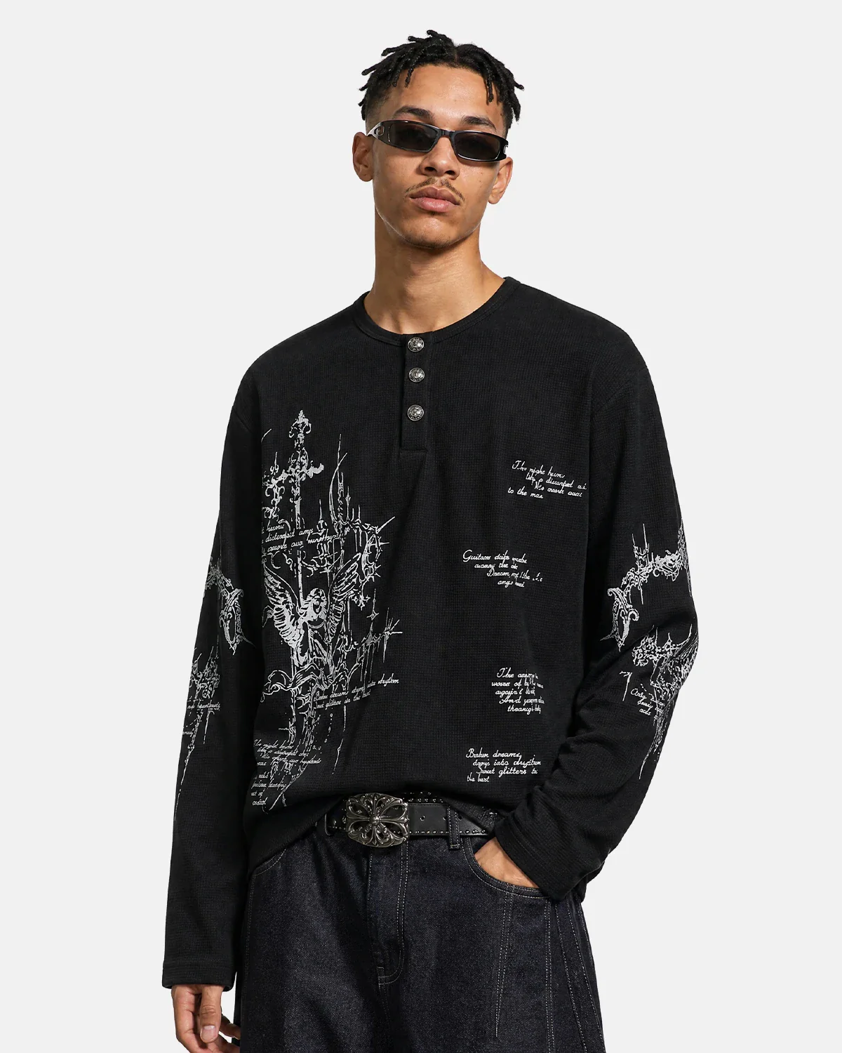 Graphic Henley Long Sleeve T-Shirt | Inflation Streetwear - Image 5
