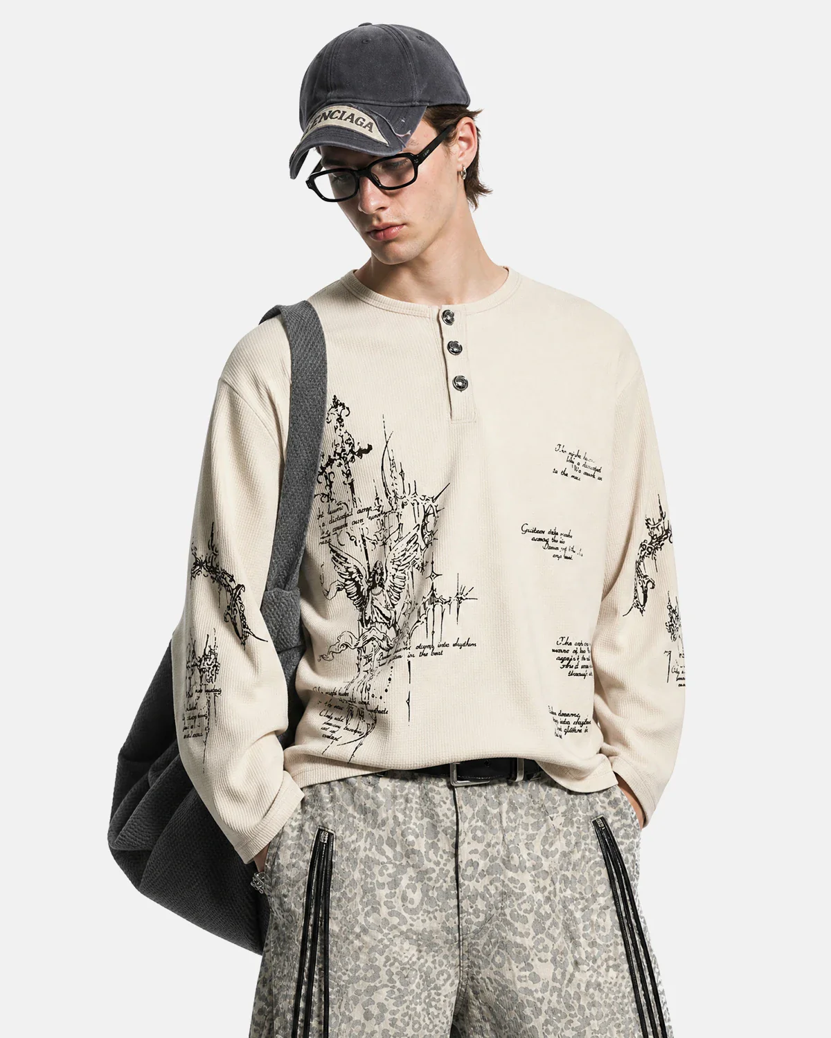 Graphic Henley Long Sleeve T-Shirt | Inflation Streetwear - Image 6
