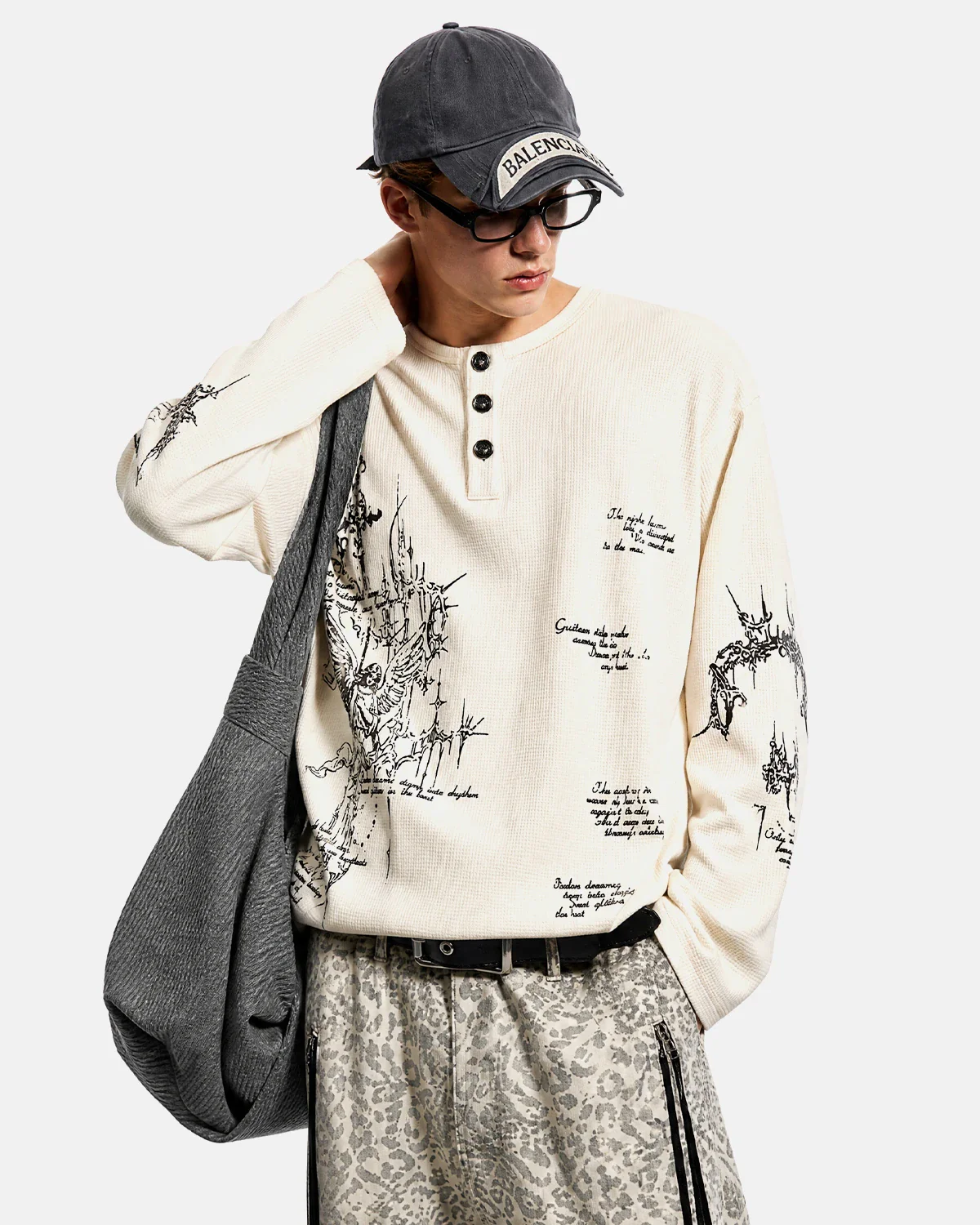 Graphic Henley Long Sleeve T-Shirt | Inflation Streetwear - Image 7
