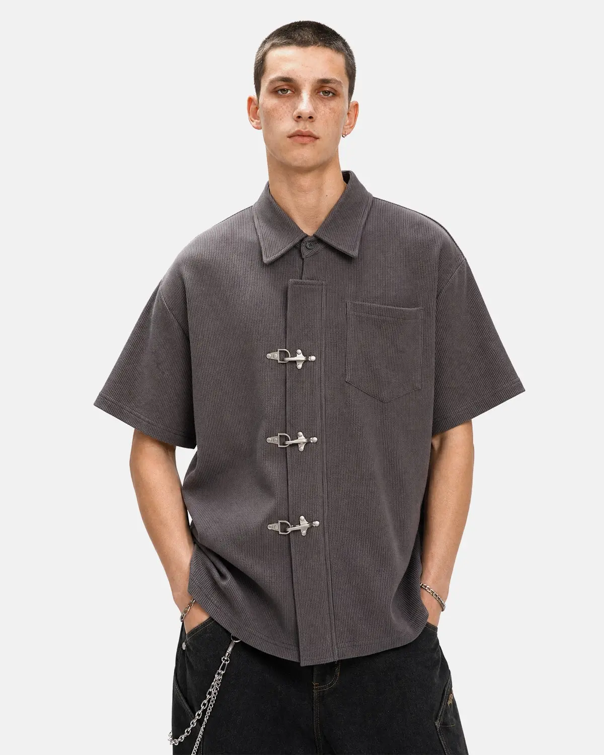 Metal Clasp Waffle Shirt | Inflation Streetwear - Image 8