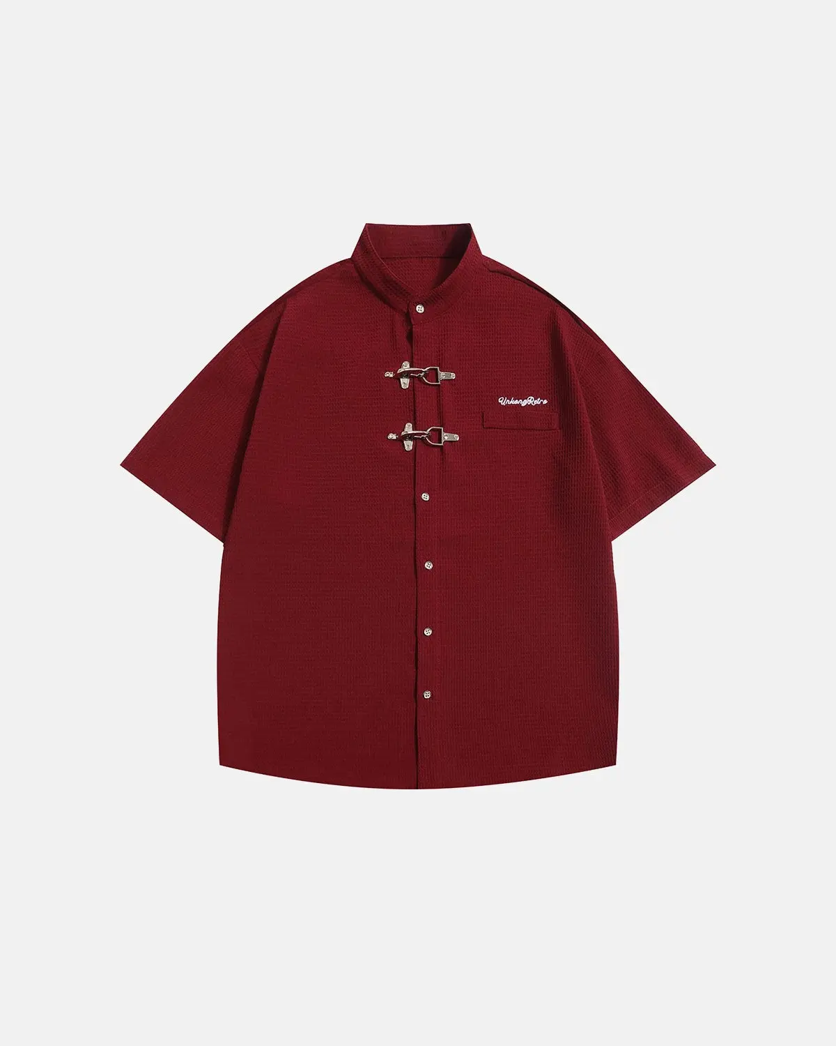 Waffle Shirt with Metal Clasp Detail | Inflation Streetwear