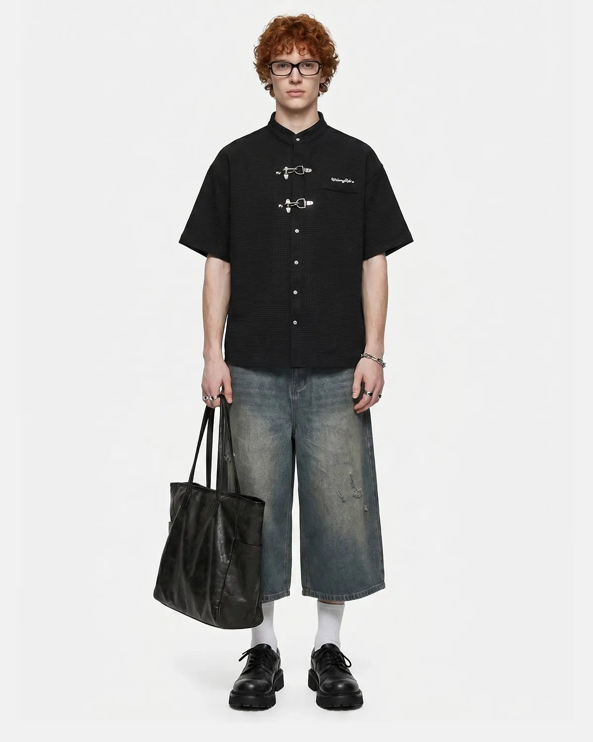 Waffle Shirt with Metal Clasp Detail | Inflation Streetwear - Image 3