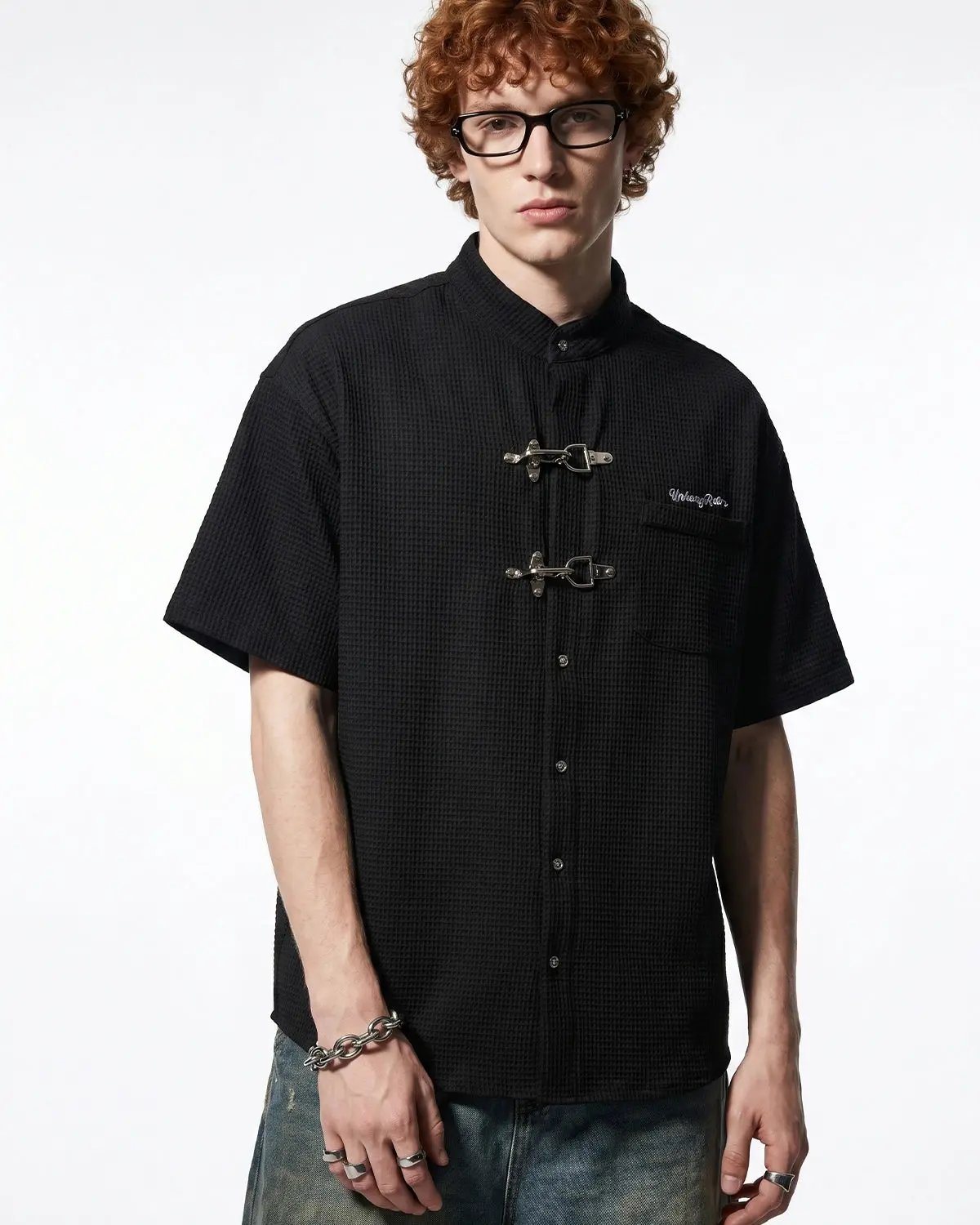 Waffle Shirt with Metal Clasp Detail | Inflation Streetwear - Image 7