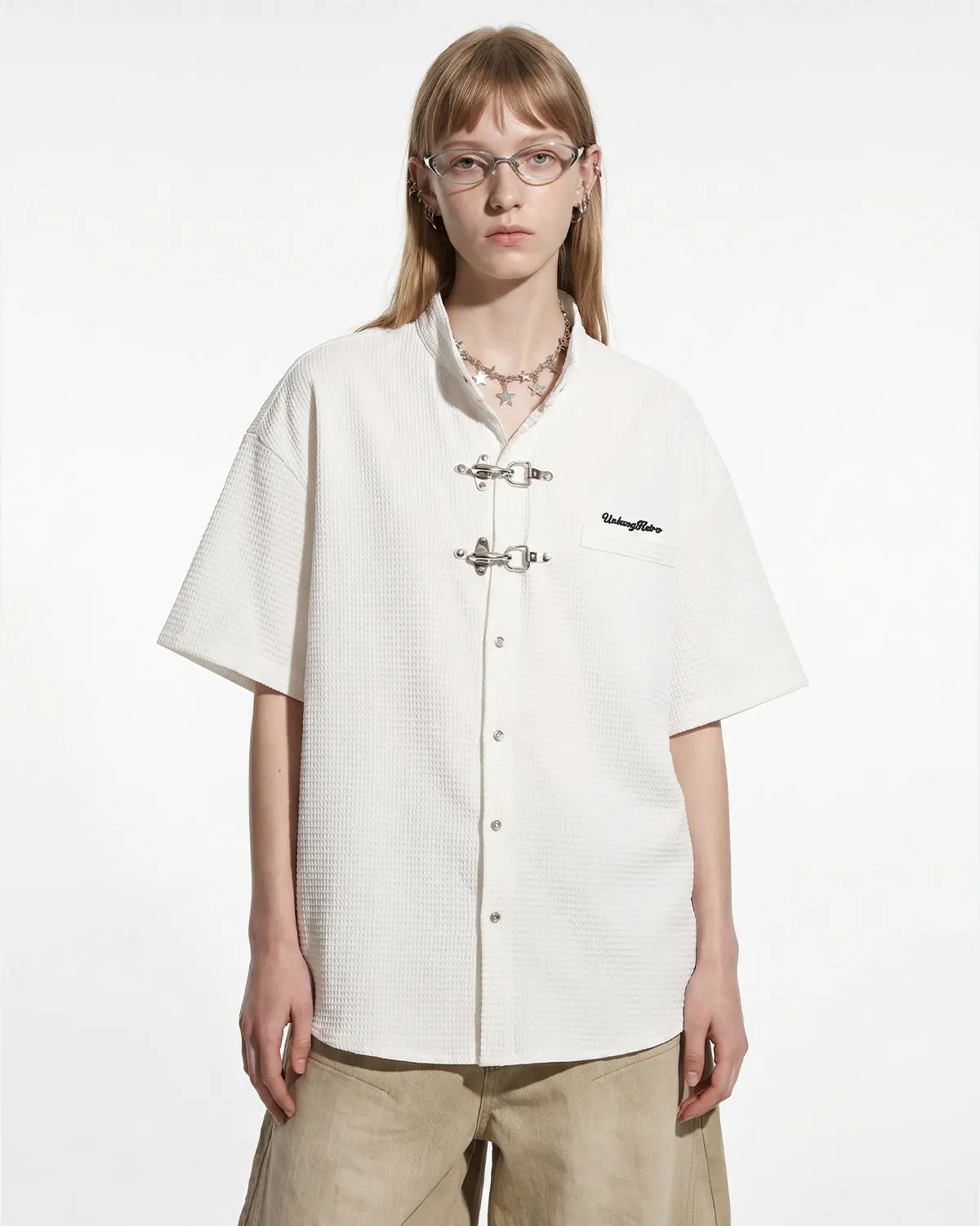 Waffle Shirt with Metal Clasp Detail | Inflation Streetwear - Image 8