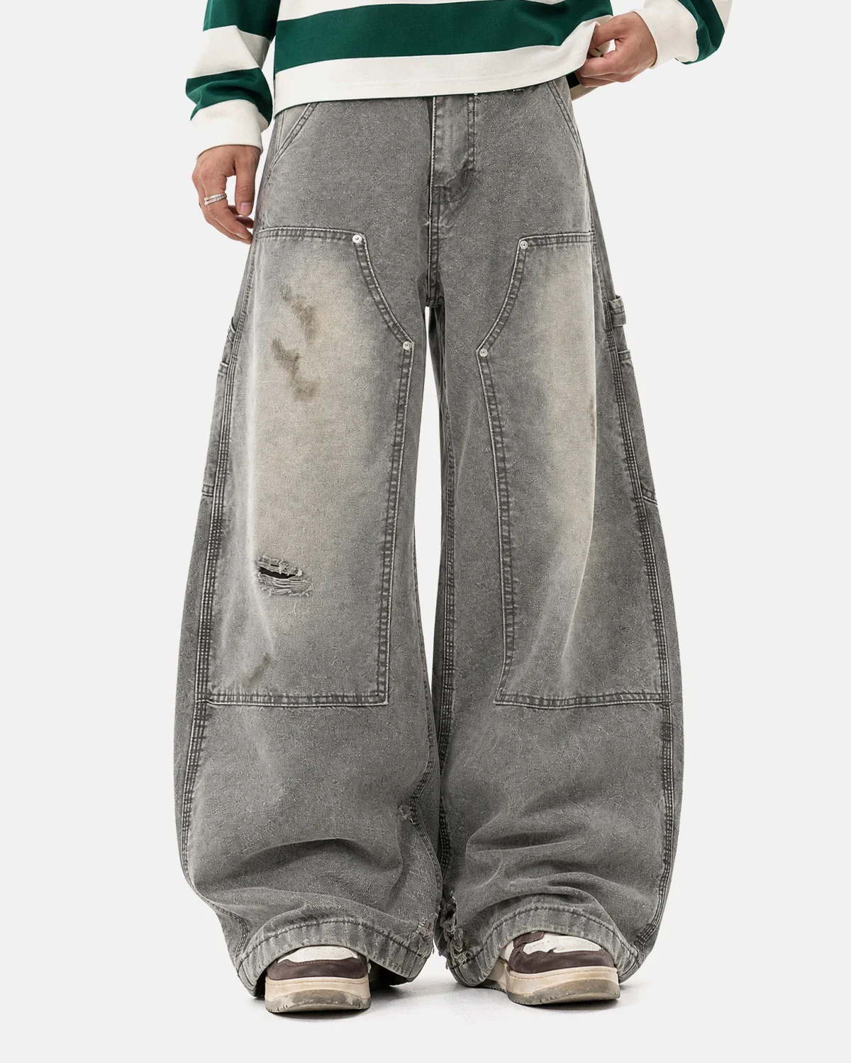 Wash Deconstructed Barrel Jeans | Inflation Streetwear - Image 2
