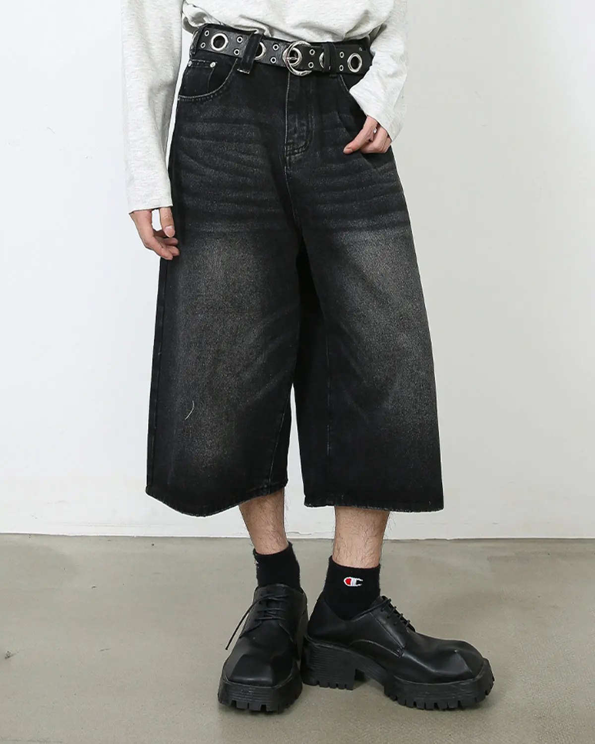 Washed Baggy Denim Jorts | Inflation Streetwear - Image 3