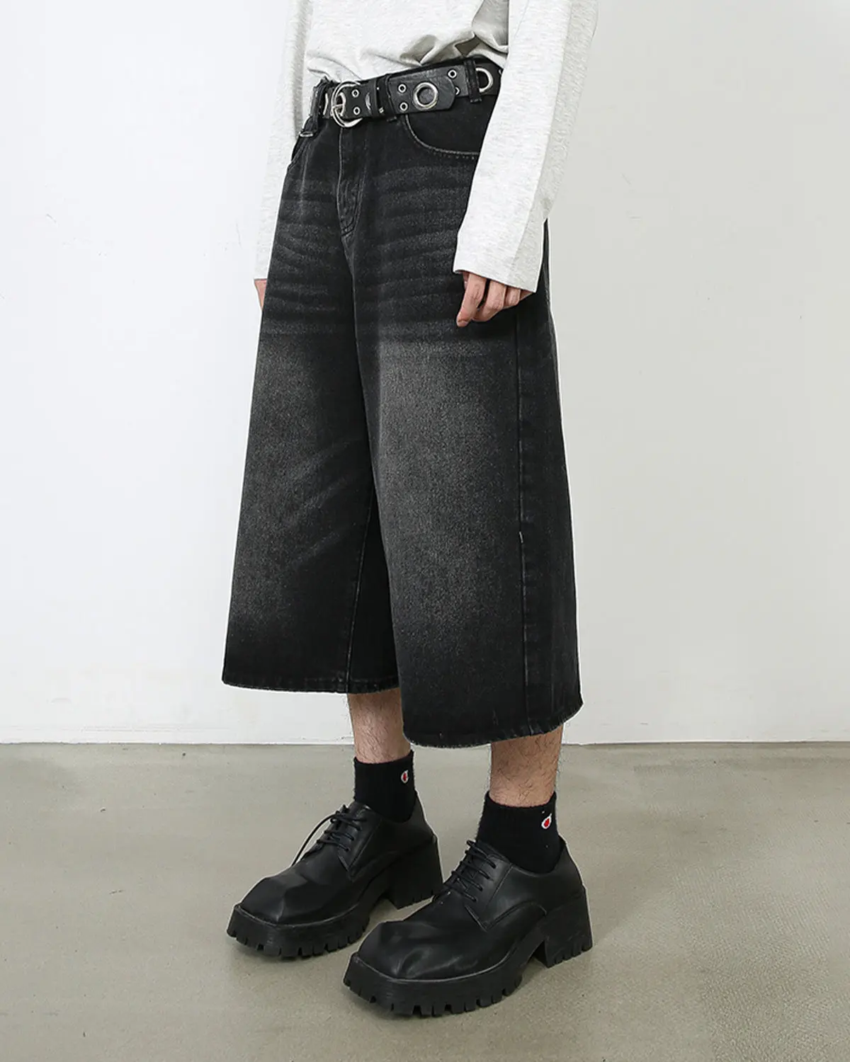 Washed Baggy Denim Jorts | Inflation Streetwear - Image 4