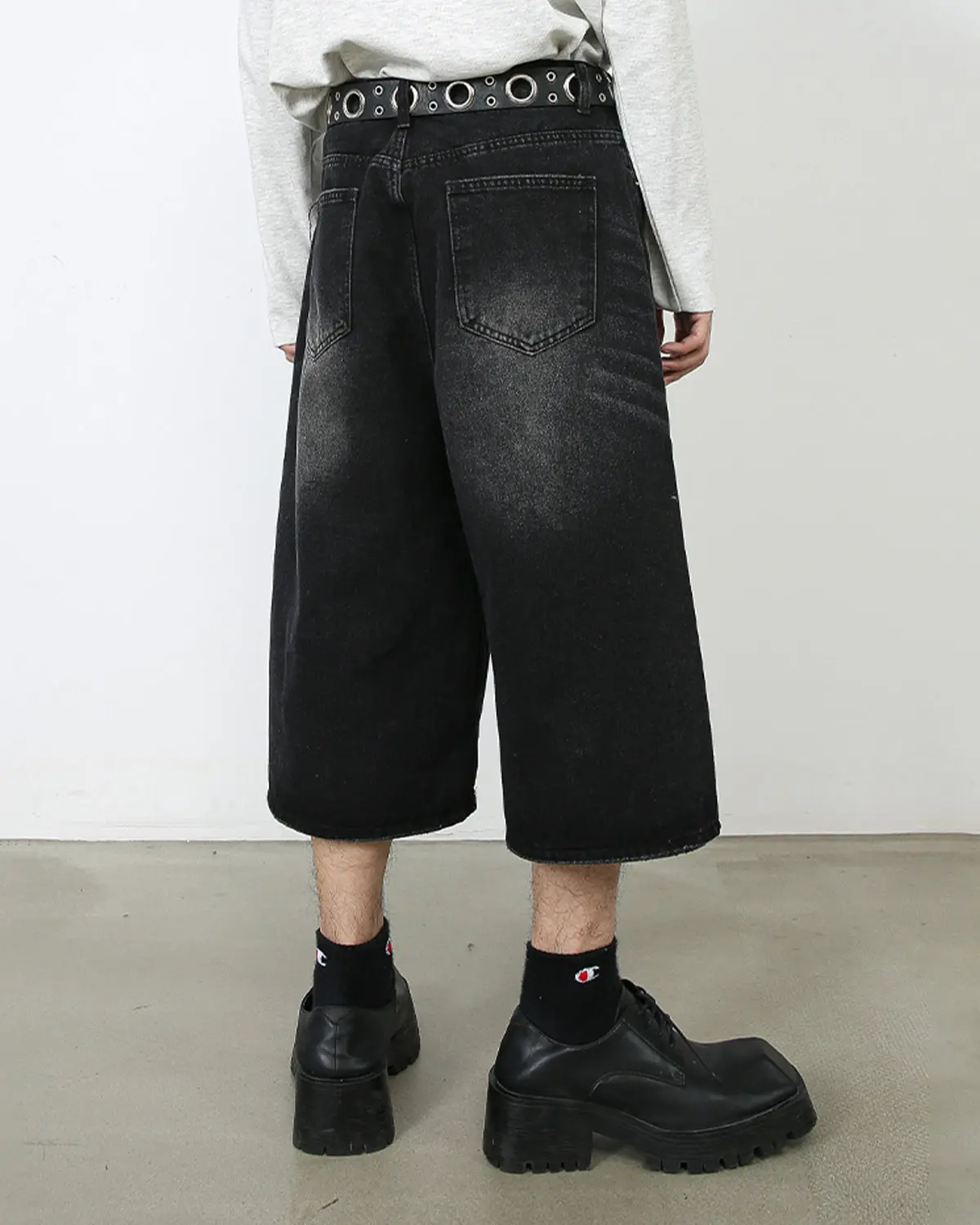 Washed Baggy Denim Jorts | Inflation Streetwear - Image 5