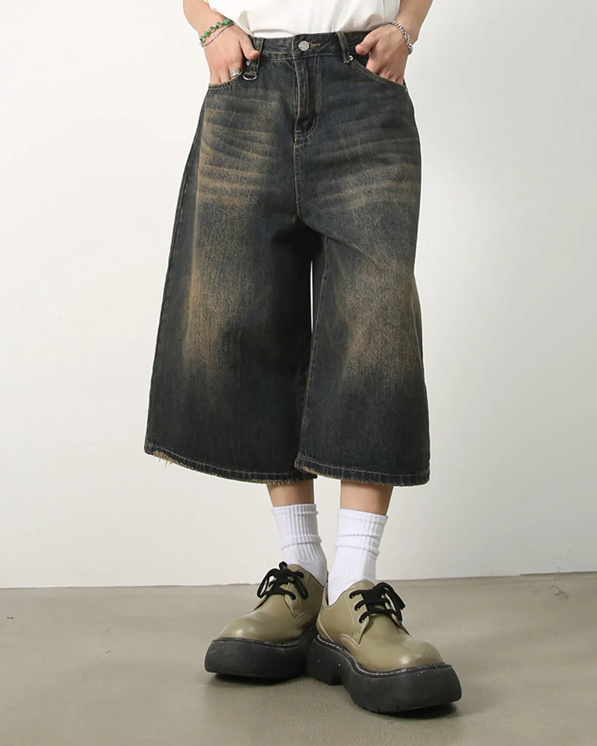 Washed Baggy Denim Jorts | Inflation Streetwear - Image 6