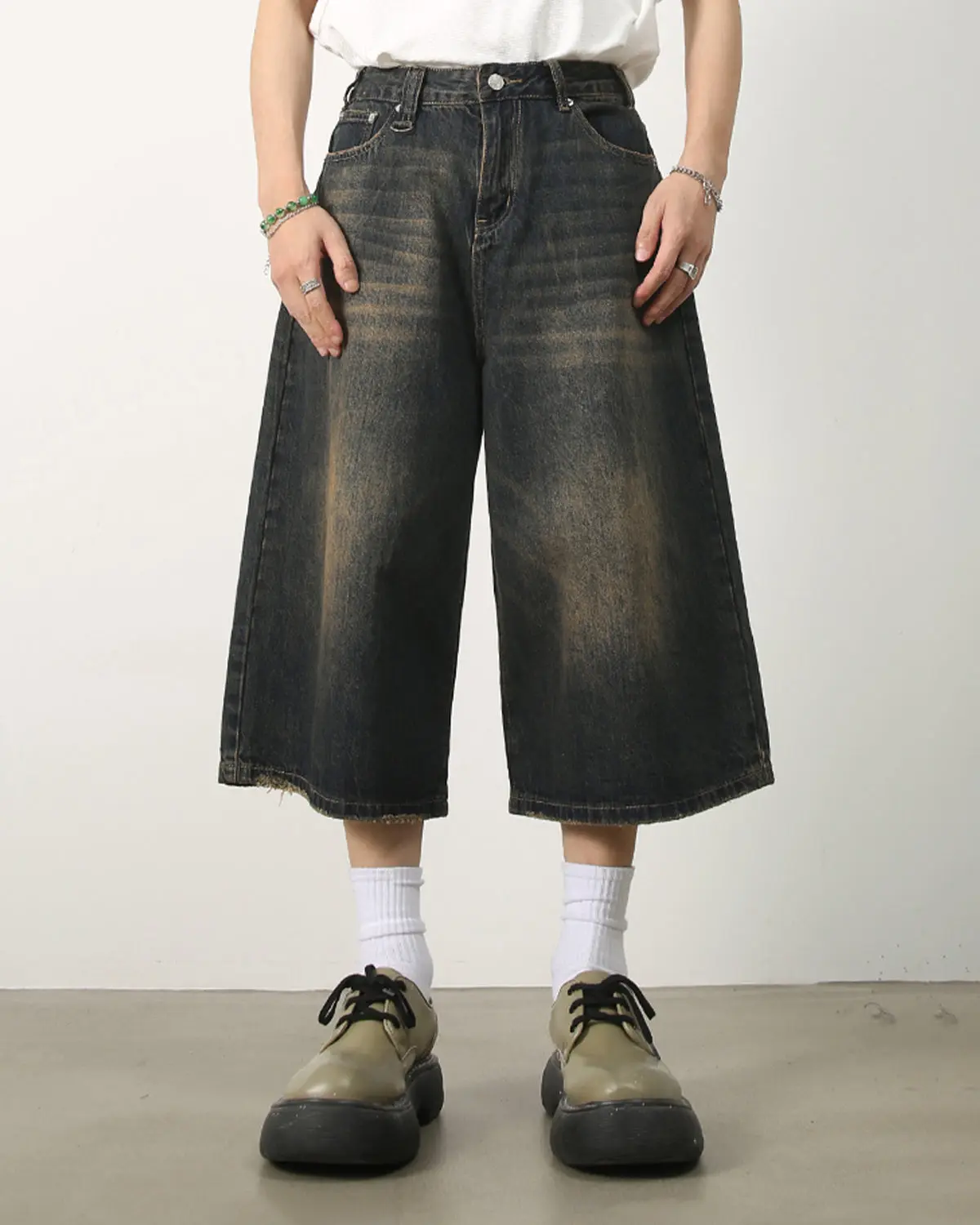 Washed Baggy Denim Jorts | Inflation Streetwear - Image 8