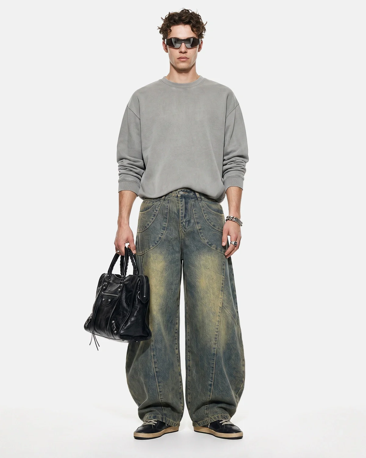 Washed Curved Seam Barrel Jeans | Inflation Streetwear - Image 3