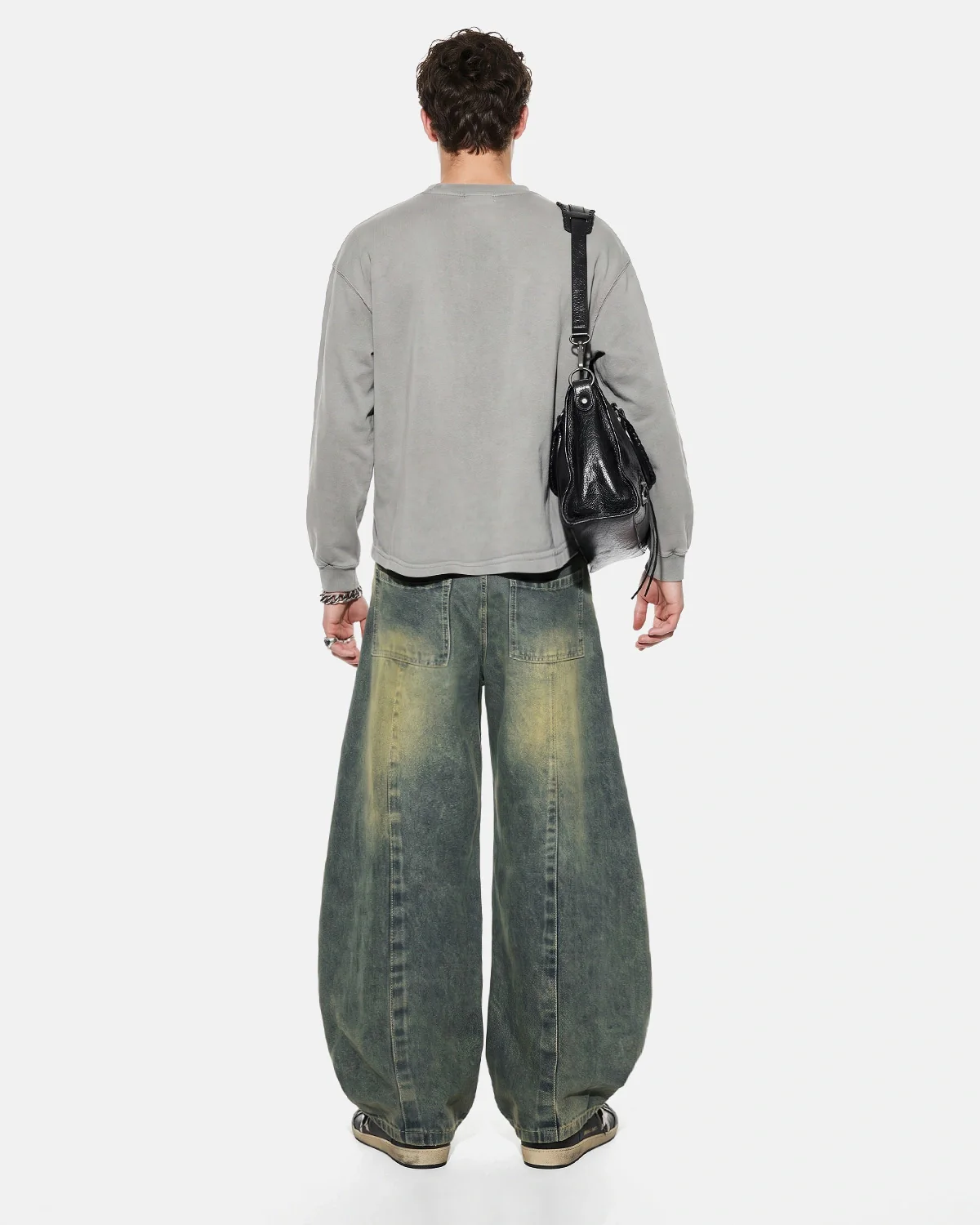 Washed Curved Seam Barrel Jeans | Inflation Streetwear - Image 4