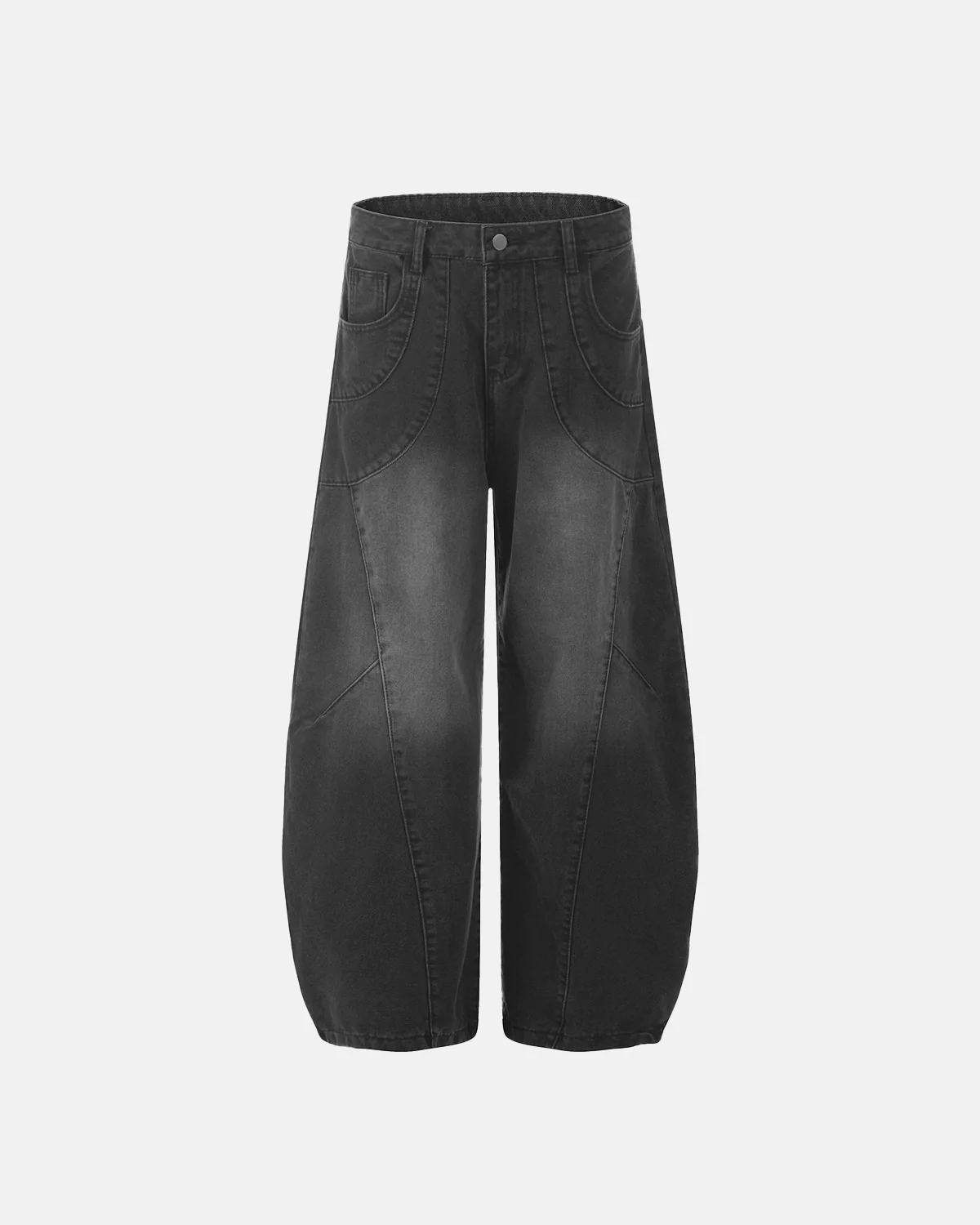 Washed Curved Seam Barrel Jeans | Inflation Streetwear - Image 9