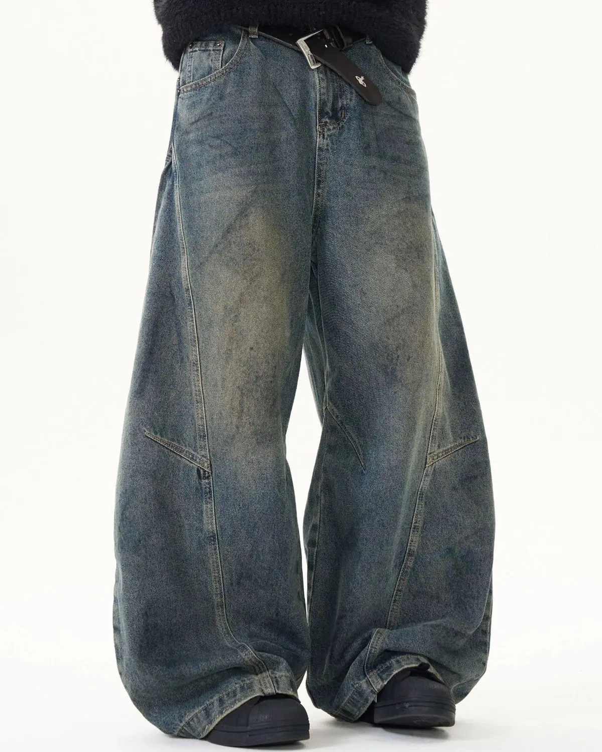 Washed Deconstructed Barrel Jeans | Inflation Streetwear - Image 2
