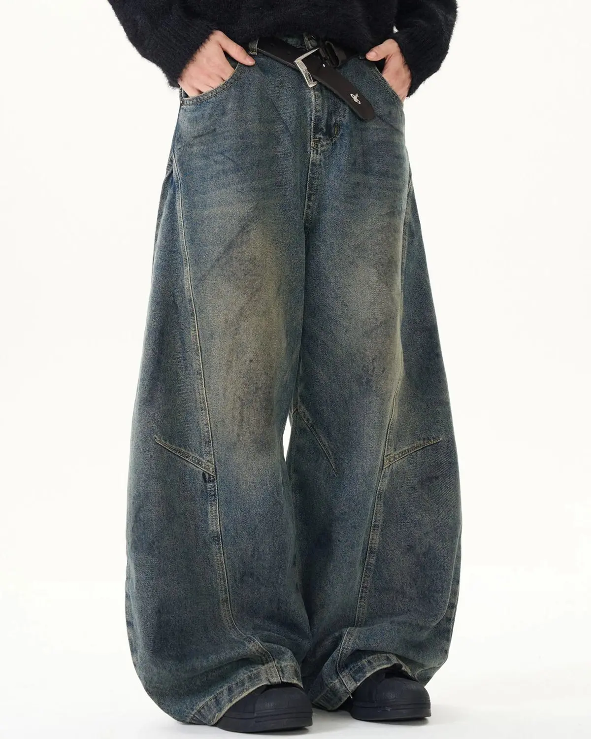 Washed Deconstructed Barrel Jeans | Inflation Streetwear - Image 3
