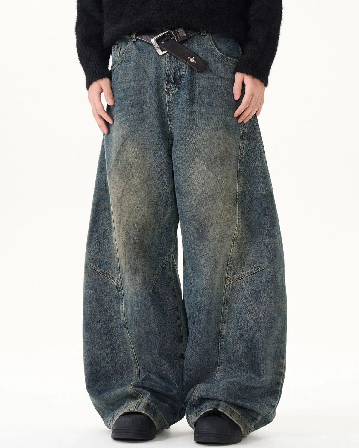 Washed Deconstructed Barrel Jeans | Inflation Streetwear - Image 4