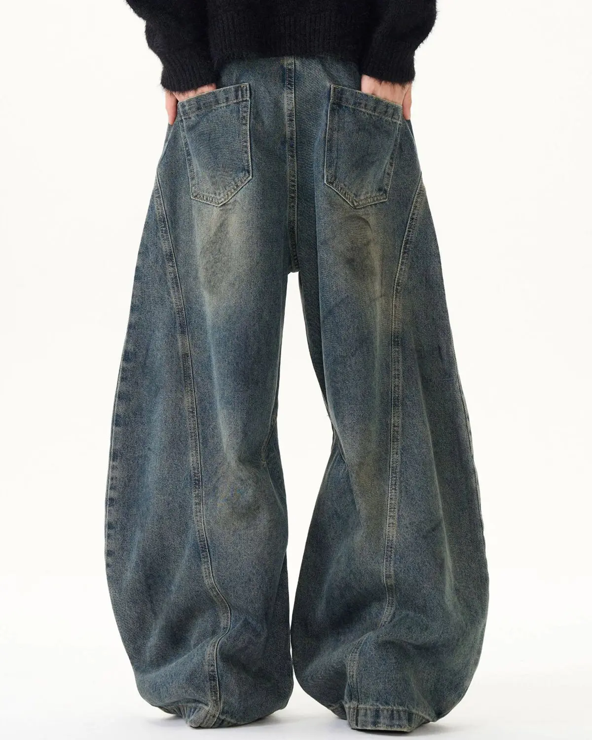 Washed Deconstructed Barrel Jeans | Inflation Streetwear - Image 5