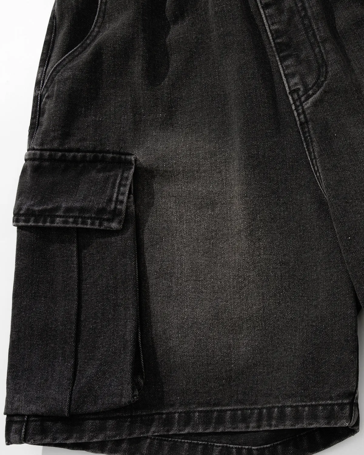 Washed Denim Cargo Shorts with Drawstring | Inflation Streetwear - Image 10