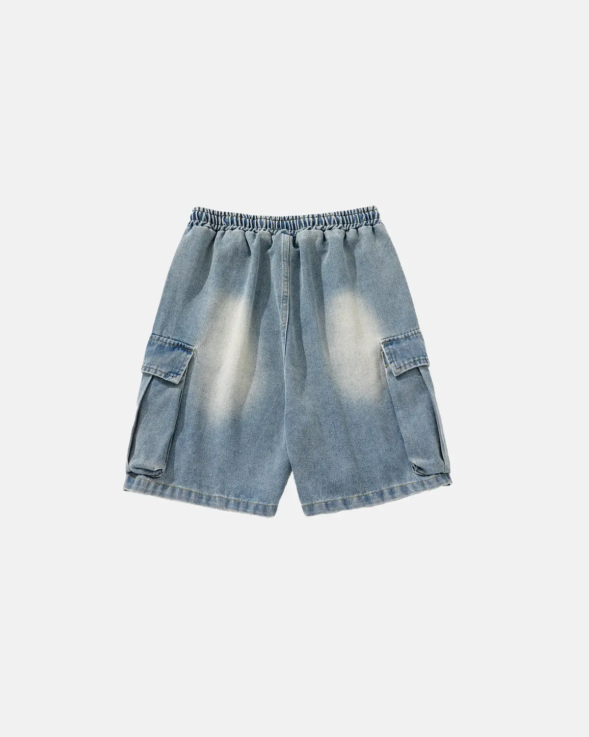 Washed Denim Cargo Shorts with Drawstring | Inflation Streetwear - Image 2