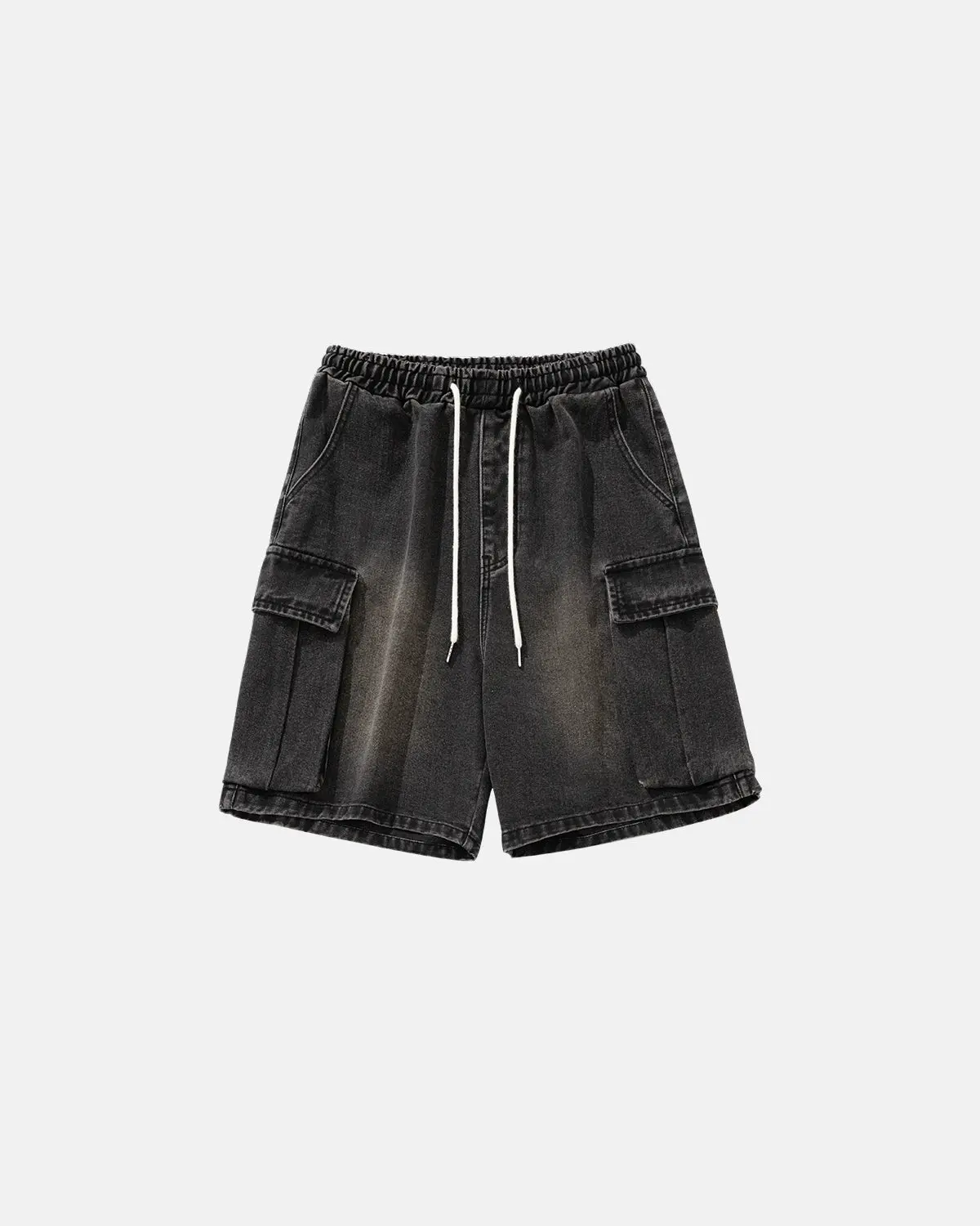 Washed Denim Cargo Shorts with Drawstring | Inflation Streetwear - Image 3