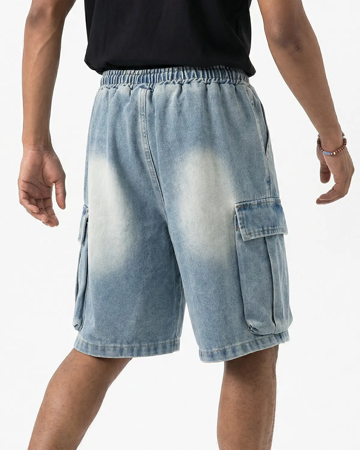 Washed Denim Cargo Shorts with Drawstring | Inflation Streetwear - Image 7