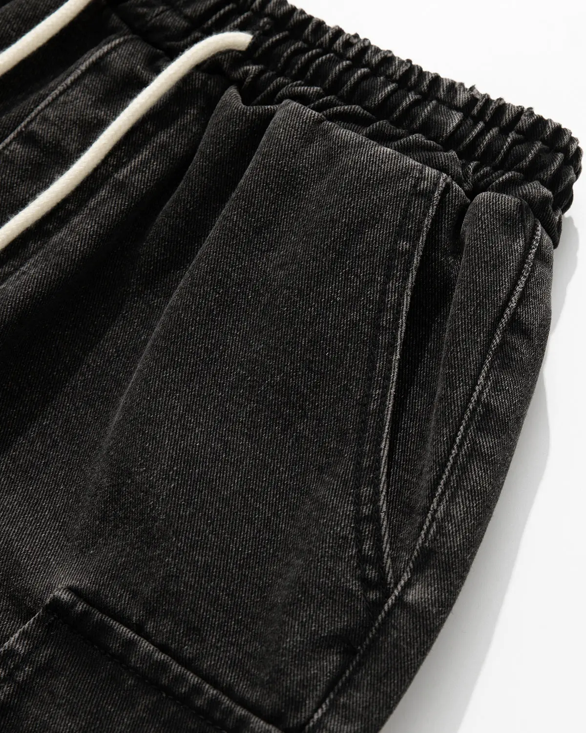 Washed Denim Cargo Shorts with Drawstring | Inflation Streetwear - Image 9