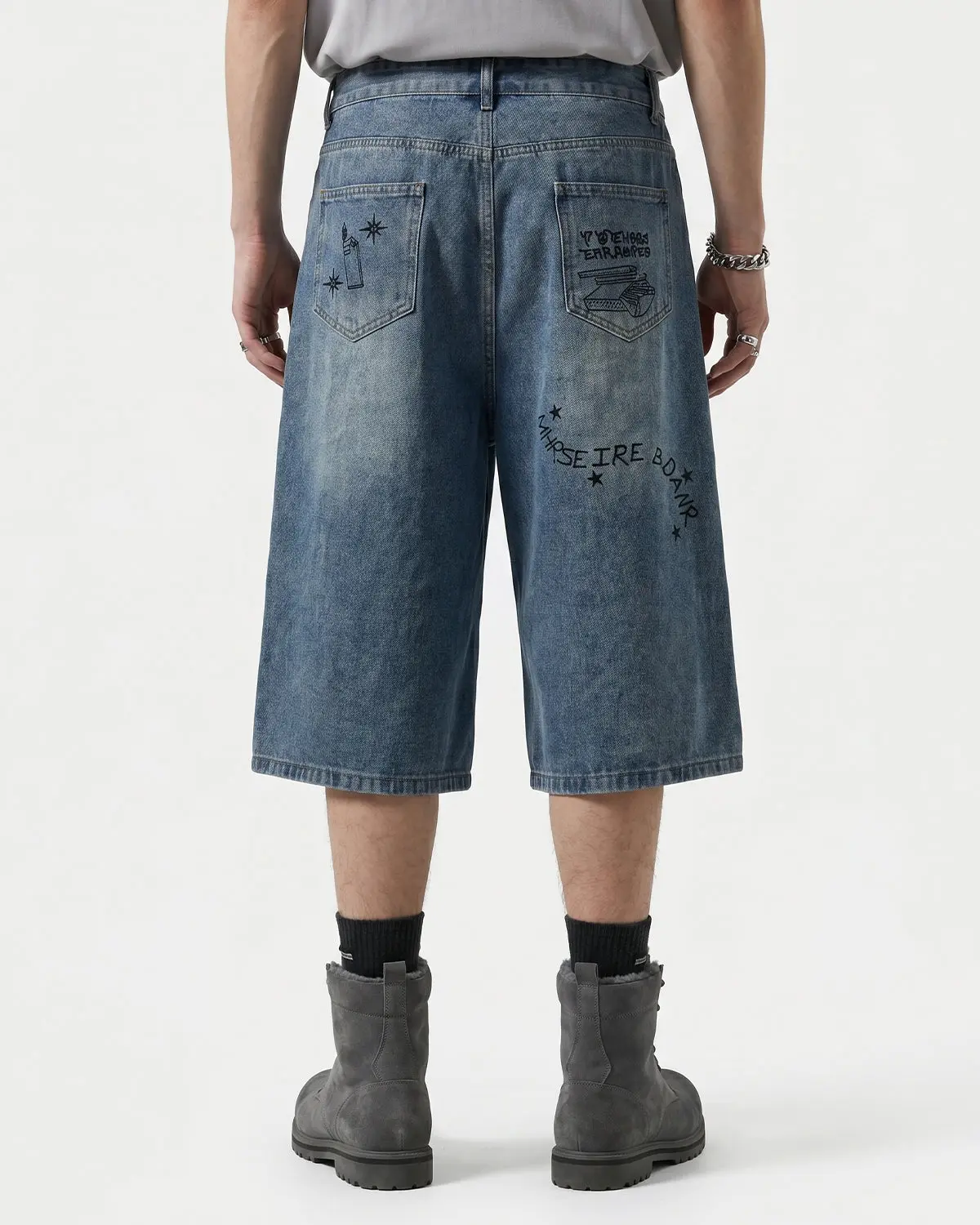 Washed Graffiti Longline Jorts | Inflation Streetwear - Image 5