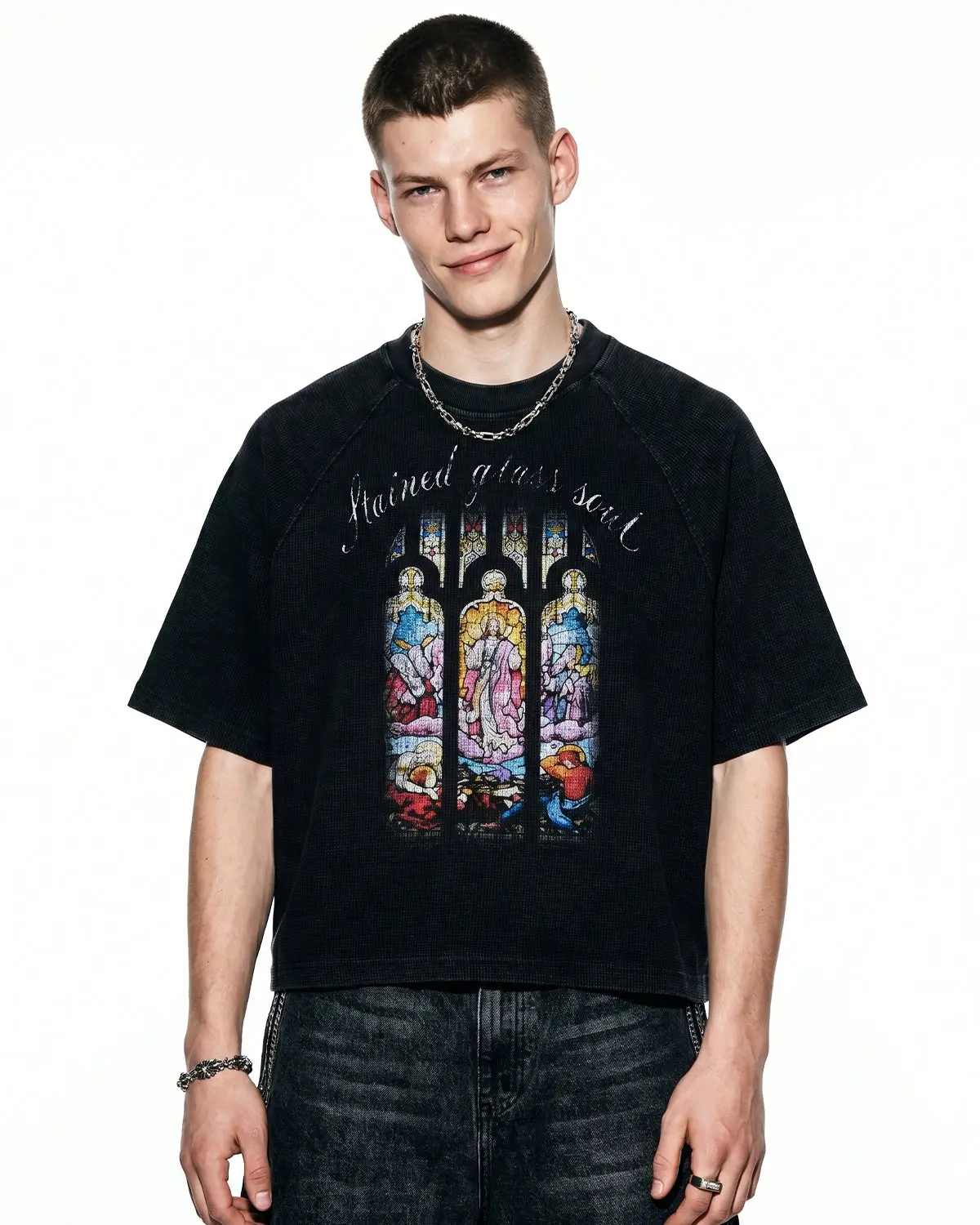 Washed Graphic Boxy Waffle T-Shirt | Inflation Streetwear - Image 3