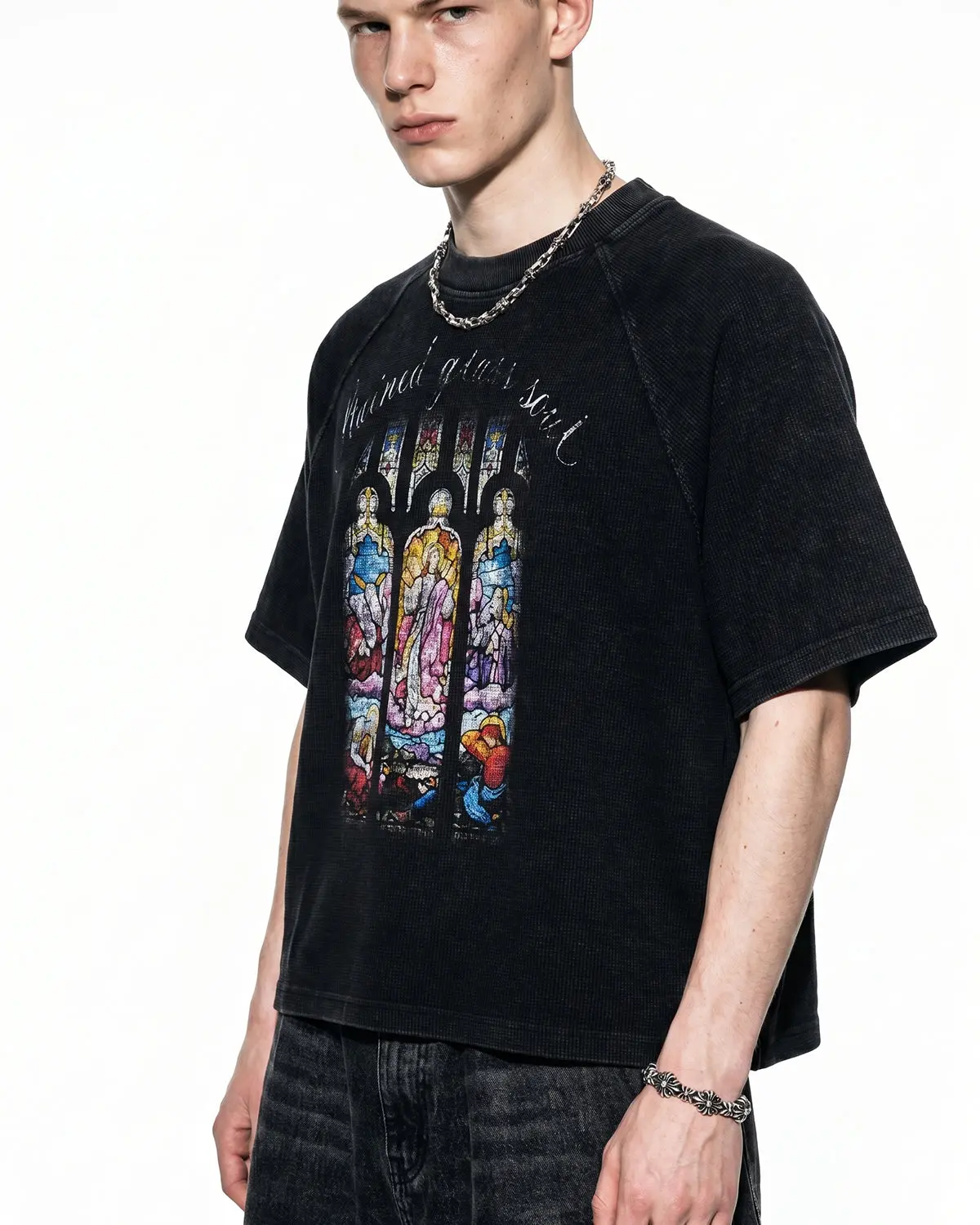 Washed Graphic Boxy Waffle T-Shirt | Inflation Streetwear - Image 4