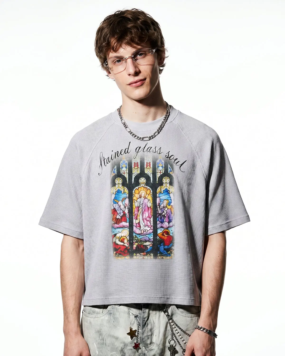 Washed Graphic Boxy Waffle T-Shirt | Inflation Streetwear - Image 5