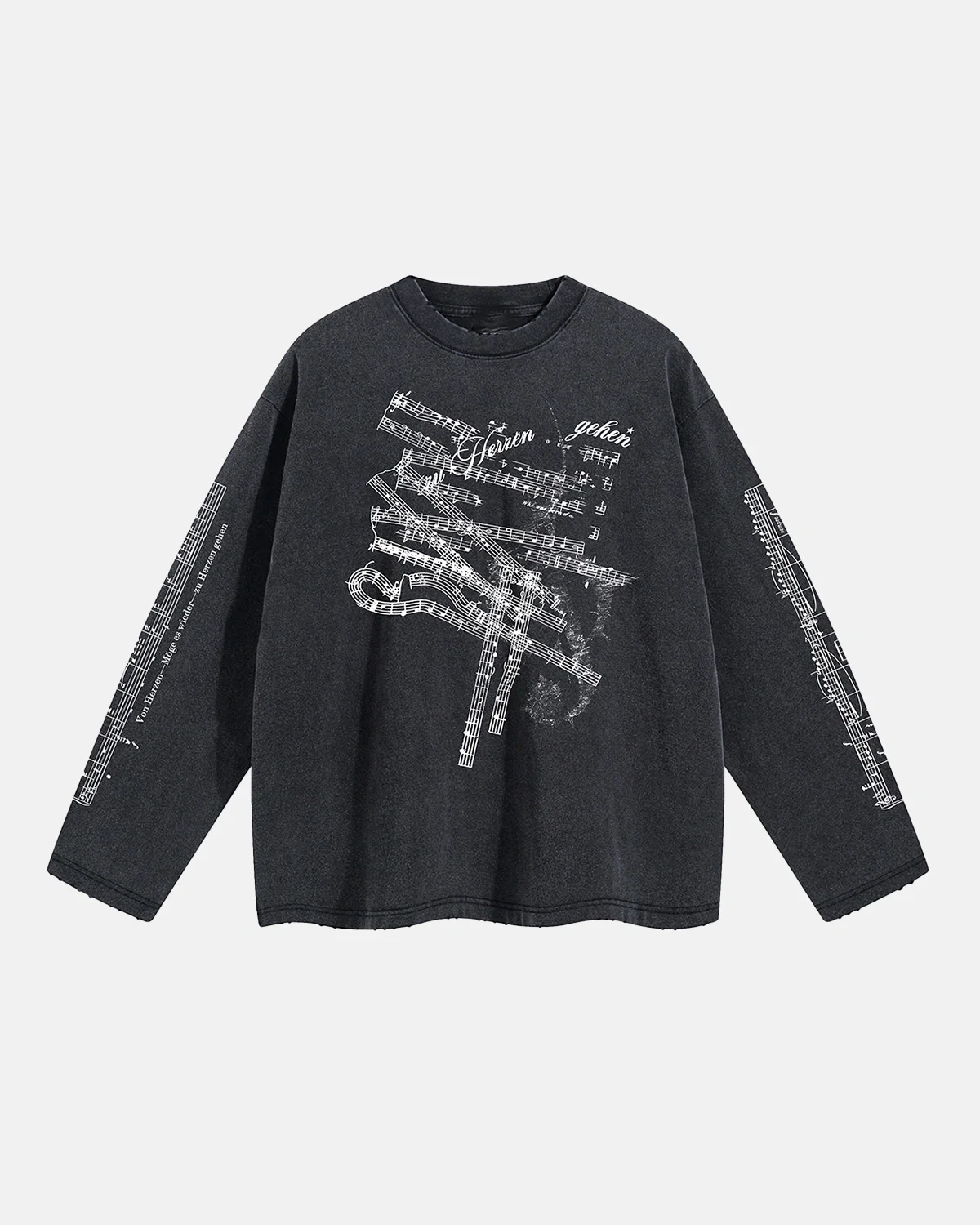 Washed Music Graphic Long Sleeve T-Shirt | Inflation Streetwear
