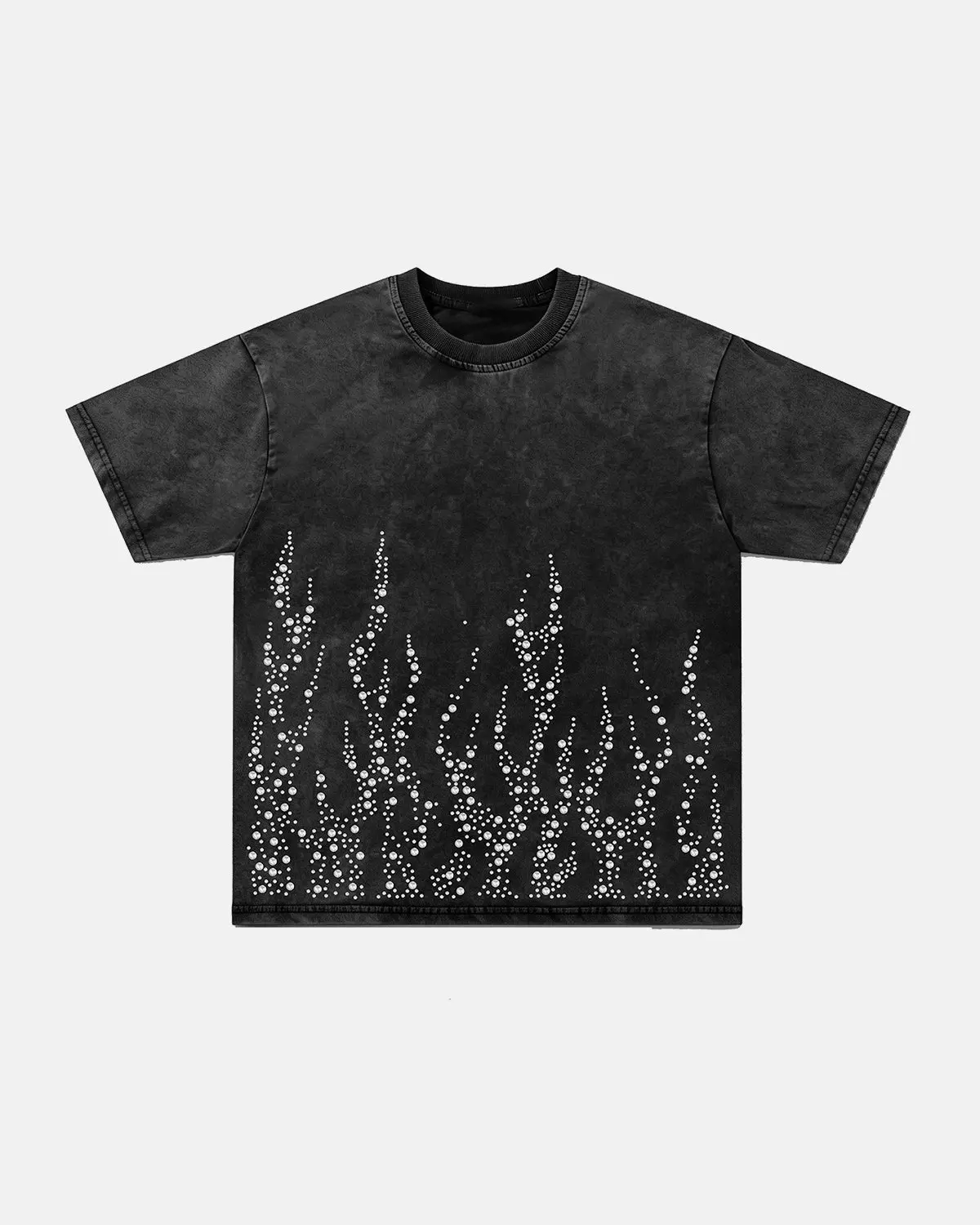 Washed Rhinestone Flame Boxy T-Shirt | Inflation Streetwear - Image 7
