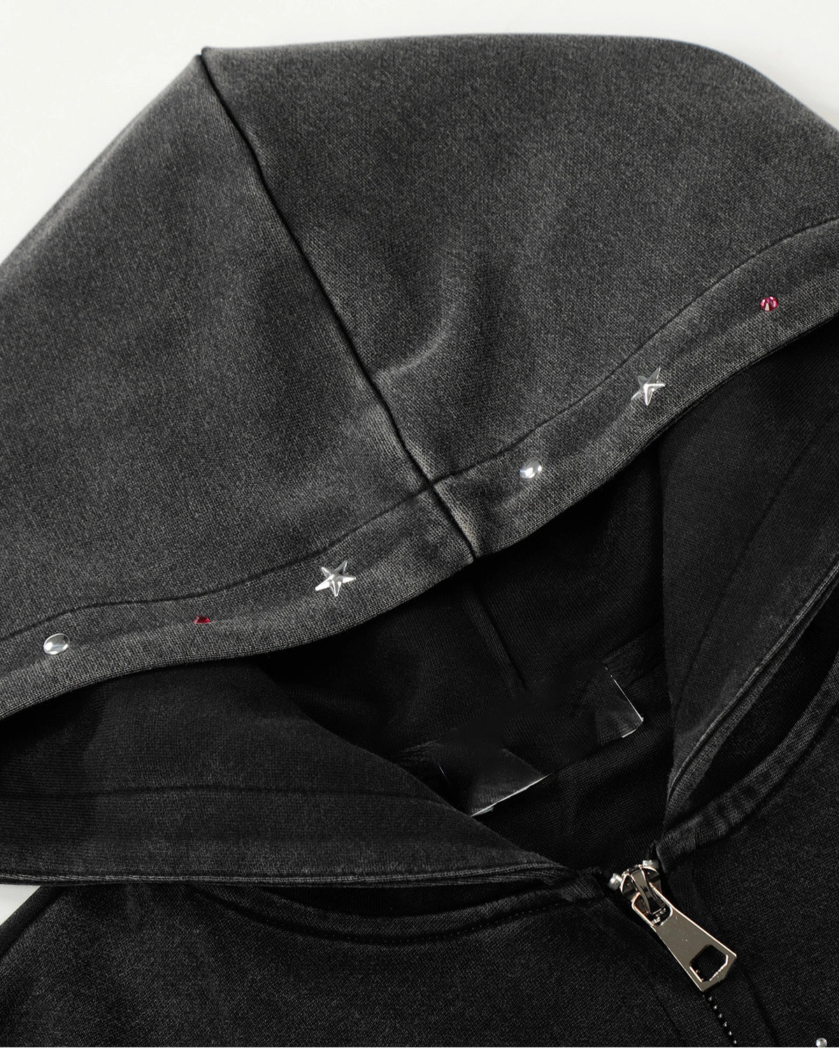 Washed Rhinestone Graphic Zip Up Hoodie | Inflation Streetwear - Image 8