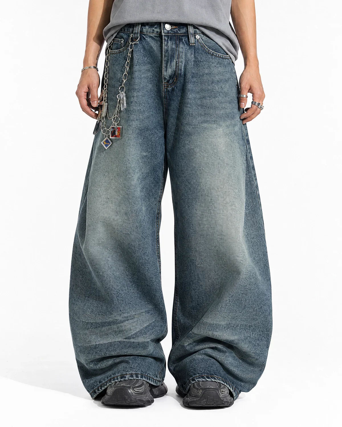 Whisker Acid Washed Barrel Jeans| Inflation Streetwear - Image 2