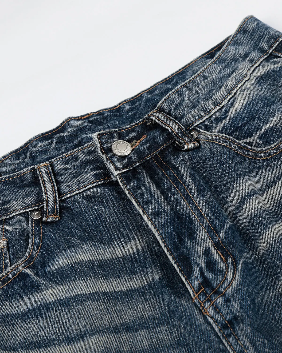 Whisker Wash Distressed Baggy Jeans | Inflation Streetwear - Image 5