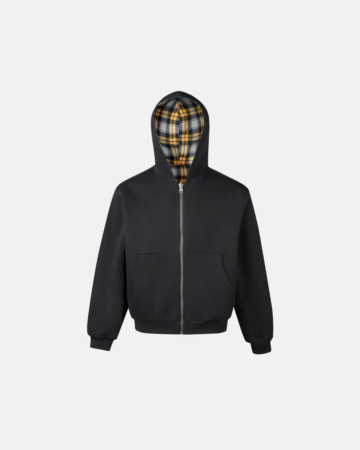 Yellow Plaid Reversible Zip-Up Hoodie | INFLATION Streetwear - Image 2
