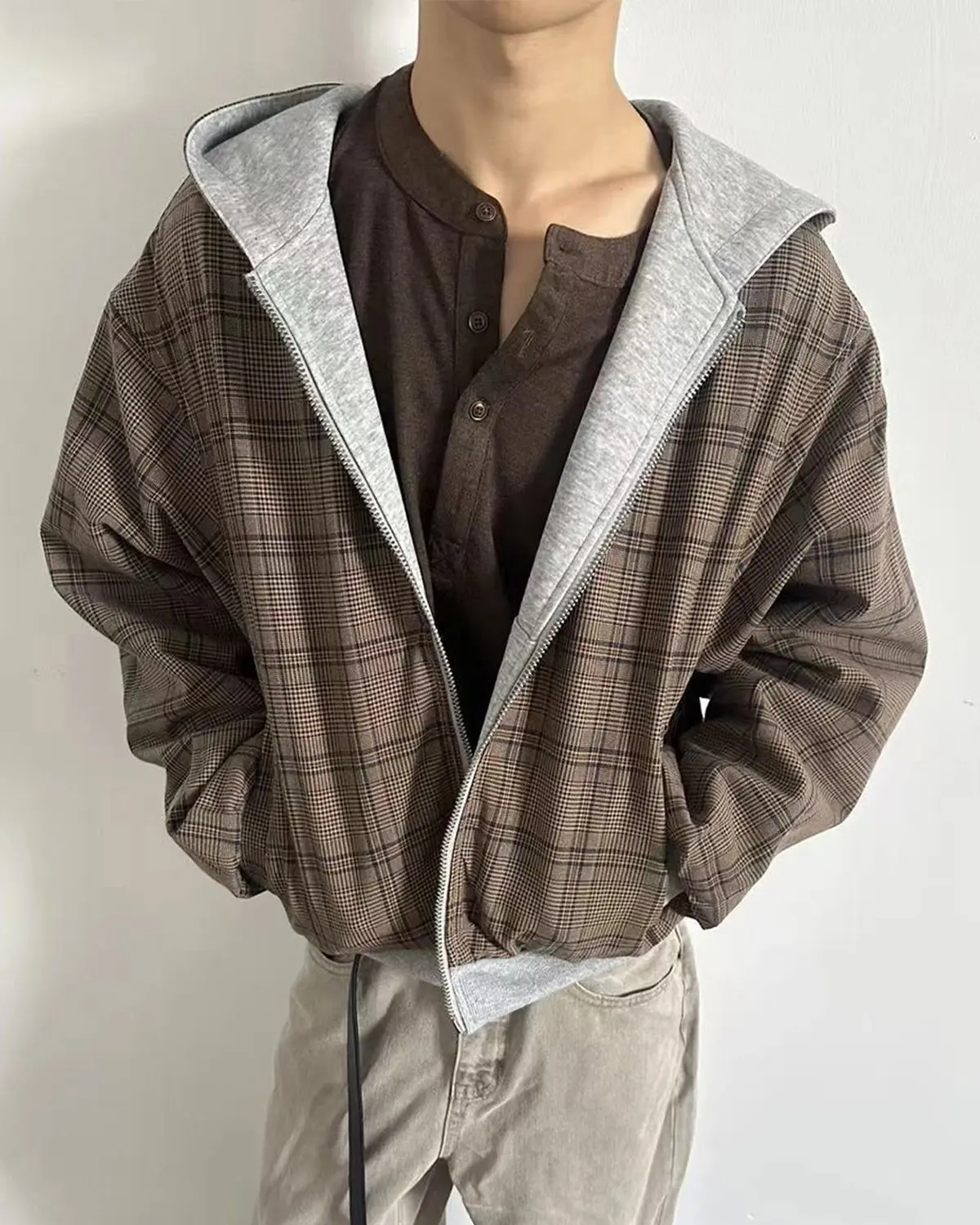Yellow Plaid Reversible Zip-Up Hoodie | INFLATION Streetwear - Image 8